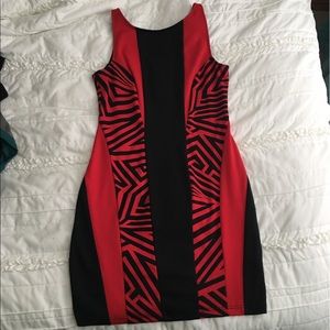 Kardashian Kollection red & black bodycon dress
